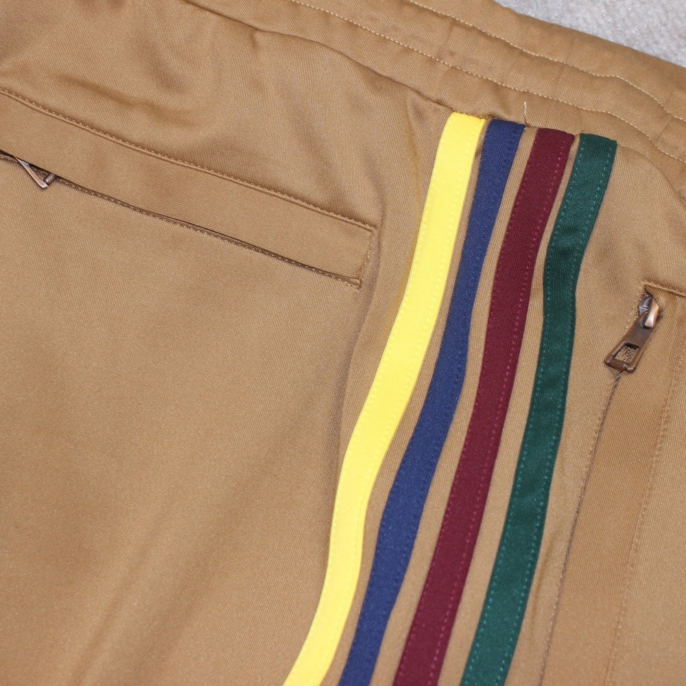 Makobi Mens XL Tracksuit Set Tan Camel Multi Color Stripe Zip Jacket Pants M2757 - Picture 2 of 16
